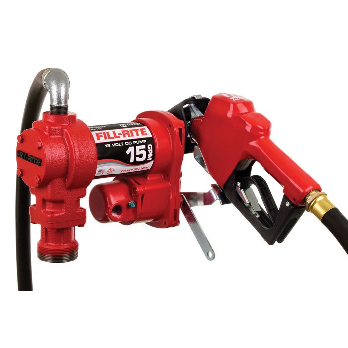 FR1210HA 12V DC 15GPM Heavy-Duty Fuel Transfer Pump w/ Automatic Nozzle
