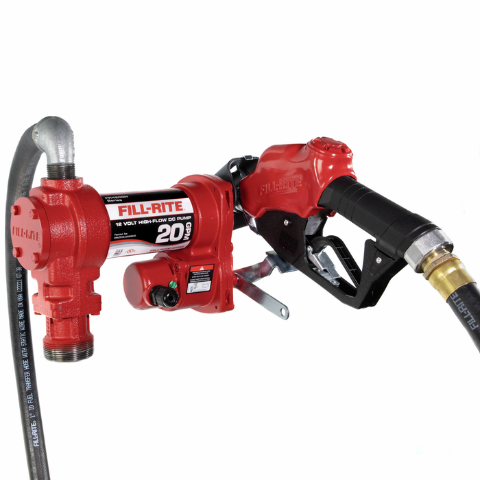 FR4210HB 12V DC 20GPM Heavy Duty Fuel Transfer High Flow Pump with Automatic Nozzle, 1"x12' Hose