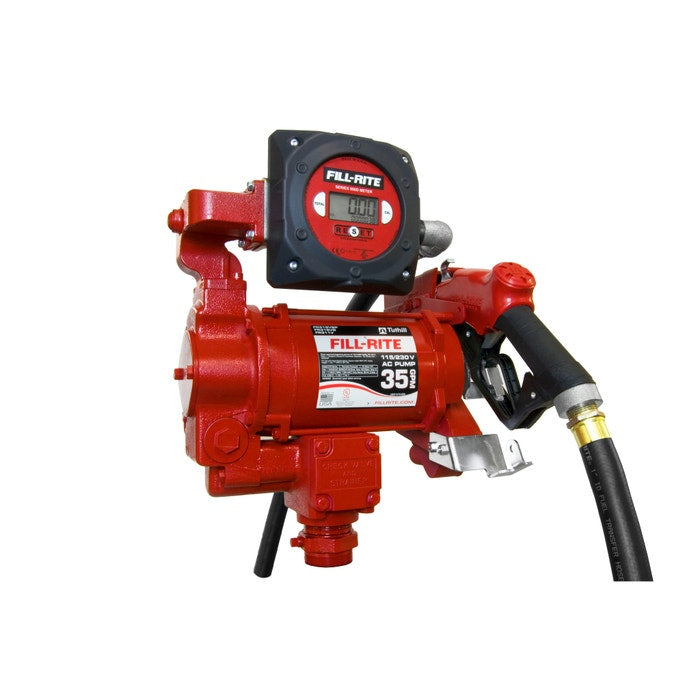 FR319VB 115V/230V AC 35GPM Heavy-Duty Fuel Transfer Pump with Digital Meter and Ultra Hi-Flow Auto Nozzle